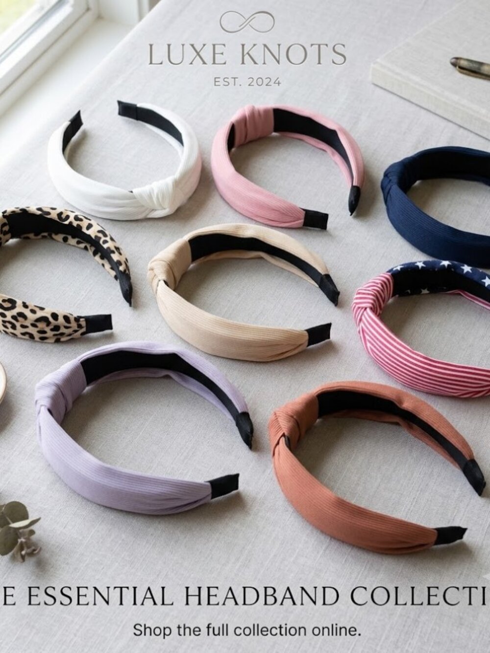 8- Pack Silk Fabric Knotted Headbands – Stylish & Comfortable Fit
